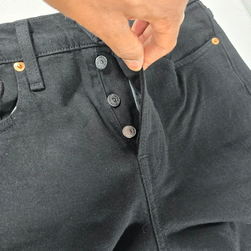 Levis Wedgie‎ Straight Jeans Womens 26 Black High Rise Button Fly Denim 5044